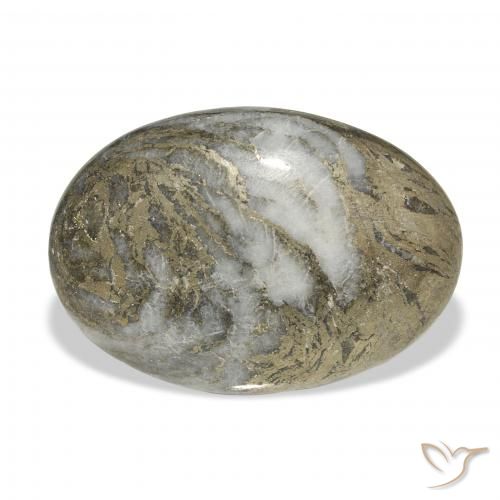 22.73ct Naturale Multicolore Feather Pyrite, Ovale, Opaco