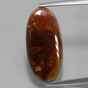 Agata di fuoco naturale multicolore da 4,87 ct, trasparente, trasparente/traslucido