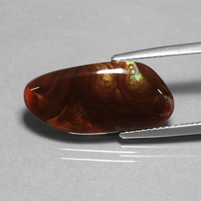 Agata di fuoco naturale multicolore da 6,59 ct, trasparente, trasparente/traslucido