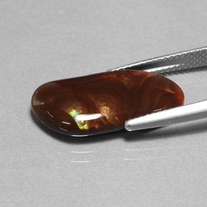 Agata di fuoco naturale multicolore da 6,59 ct, trasparente, trasparente/traslucido