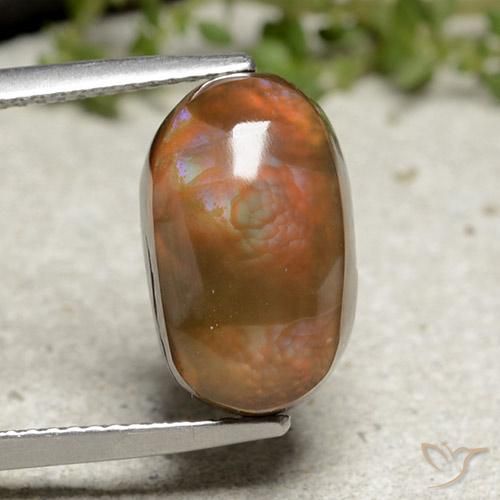 6.66ct Naturale Multicolore Agata di fuoco, Ovale, Opaco