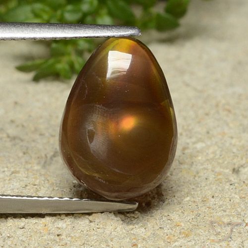 5.57ct Naturale Multicolore Agata di fuoco, Forma a pera, Opaco