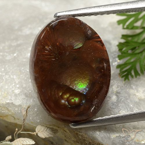 6.00ct Naturale Multicolore Agata di fuoco, Ovale, Opaco