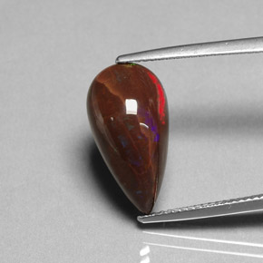 Opale di fuoco naturale multicolore da 5,89 ct, taglio a pera, opaco