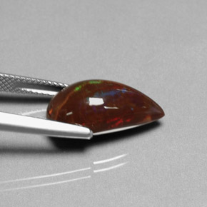 Opale di fuoco naturale multicolore da 5,89 ct, taglio a pera, opaco