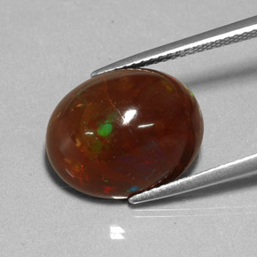 Opale di fuoco naturale multicolore da 6,48 ct, taglio ovale, opaco