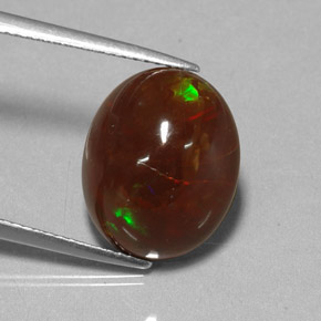 Opale di fuoco naturale multicolore da 6,48 ct, taglio ovale, opaco