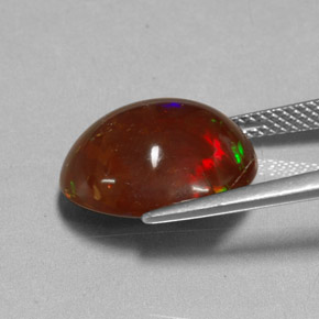 Opale di fuoco naturale multicolore da 6,48 ct, taglio ovale, opaco