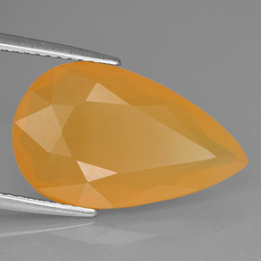 Opale di fuoco naturale arancione da 6,20 ct, taglio a pera, traslucido