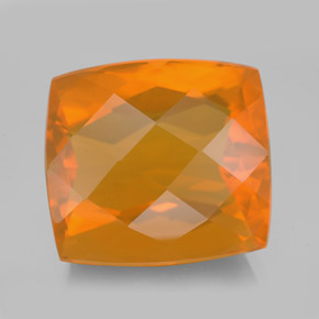 Opale di fuoco naturale arancione da 13,56 ct, taglio a cuscino, trasparente