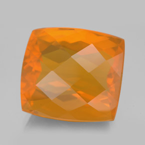 Opale di fuoco naturale arancione da 13,56 ct, taglio a cuscino, trasparente