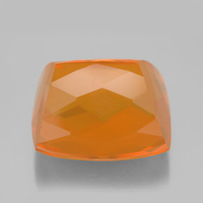 Opale di fuoco naturale arancione da 13,56 ct, taglio a cuscino, trasparente