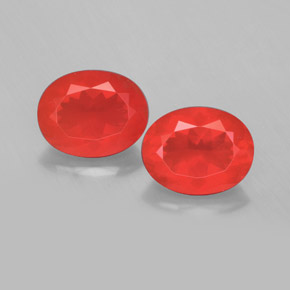 Gemme di Opale di fuoco Arancione rossastra naturale da  ct, Taglio ovale, Trasparente