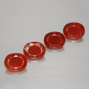 Opale di fuoco naturale rosso da 3,67 ct, taglio ovale, trasparente
