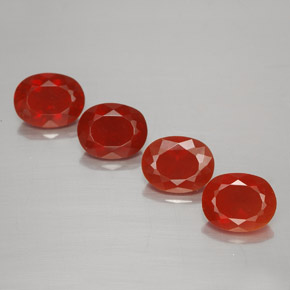 Opale di fuoco naturale rosso da 3,67 ct, taglio ovale, trasparente