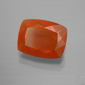 Opale di fuoco naturale arancione da 3,70 ct, taglio a cuscino, trasparente