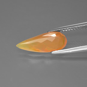 Opale di fuoco naturale arancione da 1,64 ct, taglio a pera, trasparente