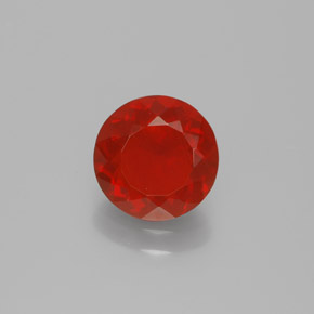 Opale di fuoco Arancione rossastra naturale da 0.95 ct, Taglio rotondo, Trasparente