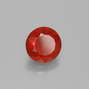 Opale di fuoco Arancione rossastra naturale da 0.95 ct, Taglio rotondo, Trasparente
