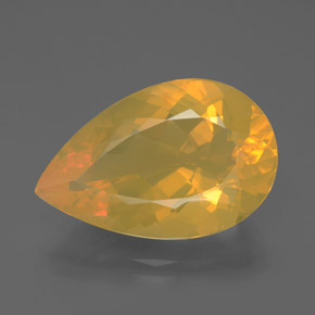 Opale di fuoco naturale giallo da 10,72 ct, taglio a pera, trasparente