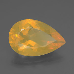 Opale di fuoco naturale giallo da 10,72 ct, taglio a pera, trasparente