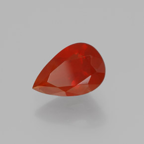 Opale di fuoco Arancione rossastra naturale da 0.98 ct, Forma a pera, Trasparente