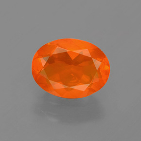 Opale di fuoco Arancione naturale da 0.93 ct, Taglio ovale, Trasparente