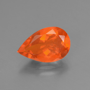 Opale di fuoco naturale arancione da 1,65 ct, taglio a pera, trasparente