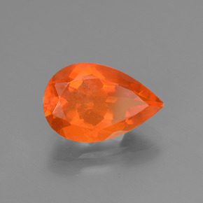 Opale di fuoco naturale arancione da 1,65 ct, taglio a pera, trasparente