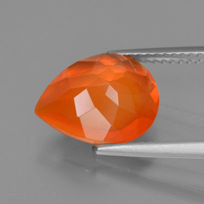 Opale di fuoco naturale arancione da 2,04 ct, taglio a pera, trasparente