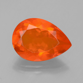 Opale di fuoco naturale arancione da 3,23 ct, taglio a pera, trasparente