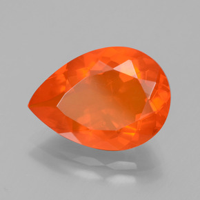 Opale di fuoco naturale arancione da 3,23 ct, taglio a pera, trasparente