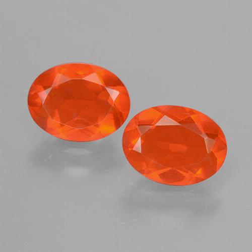 Gemme di Opale di fuoco Arancio scuro rossastro naturale da 1.39 ct, Taglio ovale, Trasparente