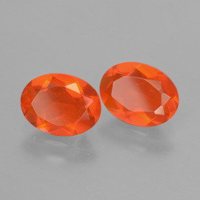 Gemme di Opale di fuoco Arancio scuro rossastro naturale da 1.39 ct, Taglio ovale, Trasparente
