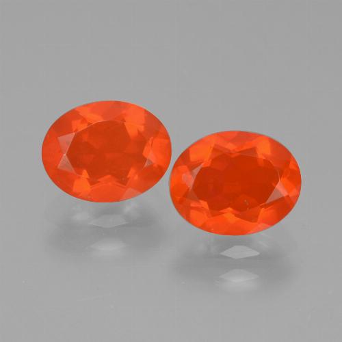 Gemme di Opale di fuoco Arancio scuro rossastro naturale da 1.41 ct, Taglio ovale, Trasparente