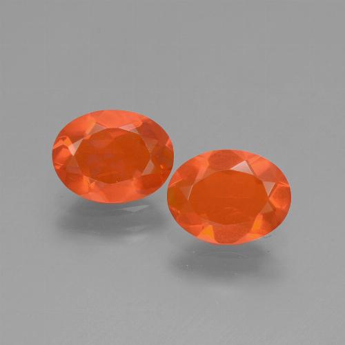 Gemme di Opale di fuoco Arancio scuro rossastro naturale da 1.31 ct, Taglio ovale, Trasparente