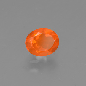 Opale di fuoco Arancione naturale da 0.43 ct, Taglio ovale, Trasparente