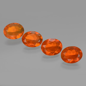 Gemme di Opale di fuoco Arancione naturale da 3.52 ct, Taglio ovale, Trasparente