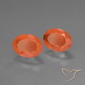 Gemme di Opale di fuoco Arancione brillante naturale da 1.36 ct, Taglio ovale, Trasparente