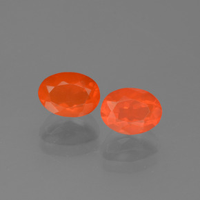 Gemme di Opale di fuoco Arancio scuro rossastro naturale da 1.17 ct, Taglio ovale, Trasparente