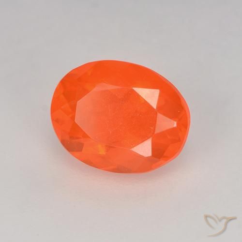 Opale di fuoco Arancione brillante naturale da 0.82 ct, Ovale, Trasparente