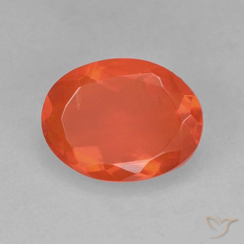 Opale di fuoco Arancio caldo naturale da 0.64 ct, Ovale, Trasparente