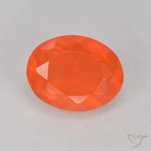 Opale di fuoco Arancio Intenso naturale da 0.88 ct, Taglio ovale, Trasparente