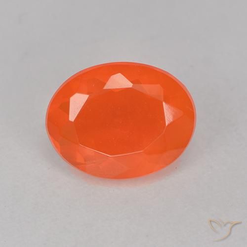 Opale di fuoco Arancio scuro rossastro naturale da 0.64 ct, Taglio ovale, Trasparente