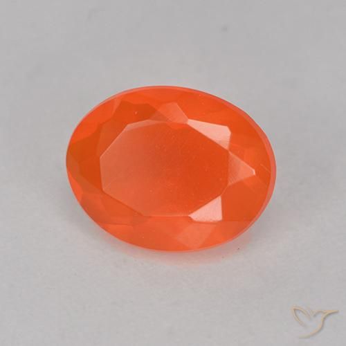 Opale di fuoco Arancio scuro rossastro naturale da 0.64 ct, Taglio ovale, Trasparente