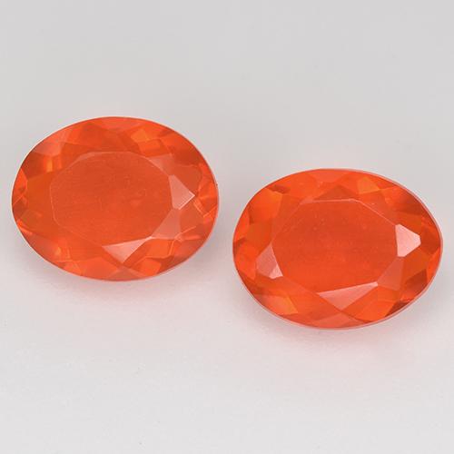 Gemme di Opale di fuoco Arancio scuro rossastro naturale da 1.56 ct, Taglio ovale, Trasparente