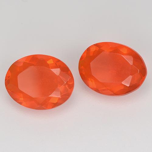 Gemme di Opale di fuoco Arancio scuro rossastro naturale da 1.56 ct, Taglio ovale, Trasparente