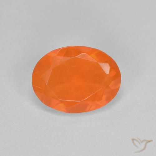 0.70ct Naturale Arancione brillante Opale di fuoco, Ovale, Trasparente