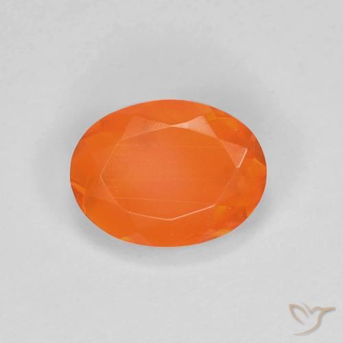 0.81ct Naturale Arancione rossastra Opale di fuoco, Ovale, Trasparente
