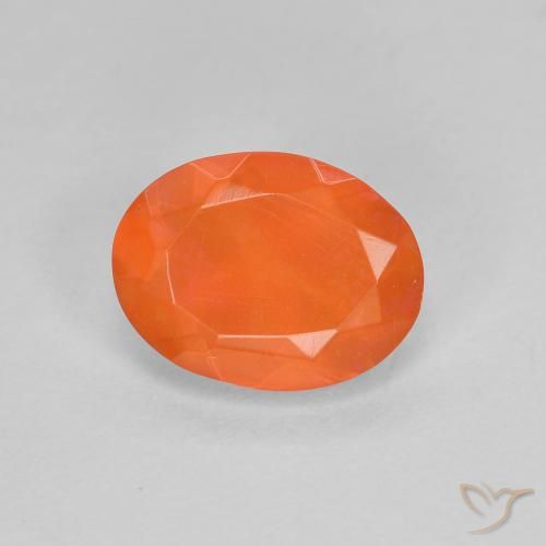 0.68ct Naturale Arancione brillante Opale di fuoco, Ovale, Trasparente